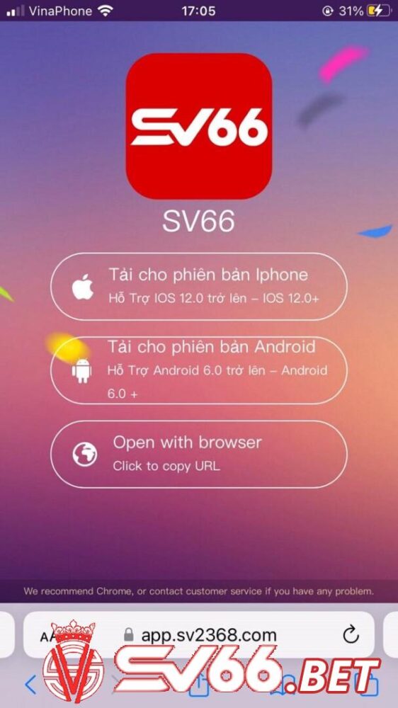 Chọn link tải app cho IOS